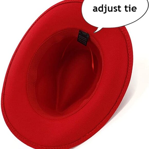 Red Western Cowboy Cowgirl Hat – Gold Feather Braid Band, Felt, Men Women - Picture 2 of 3